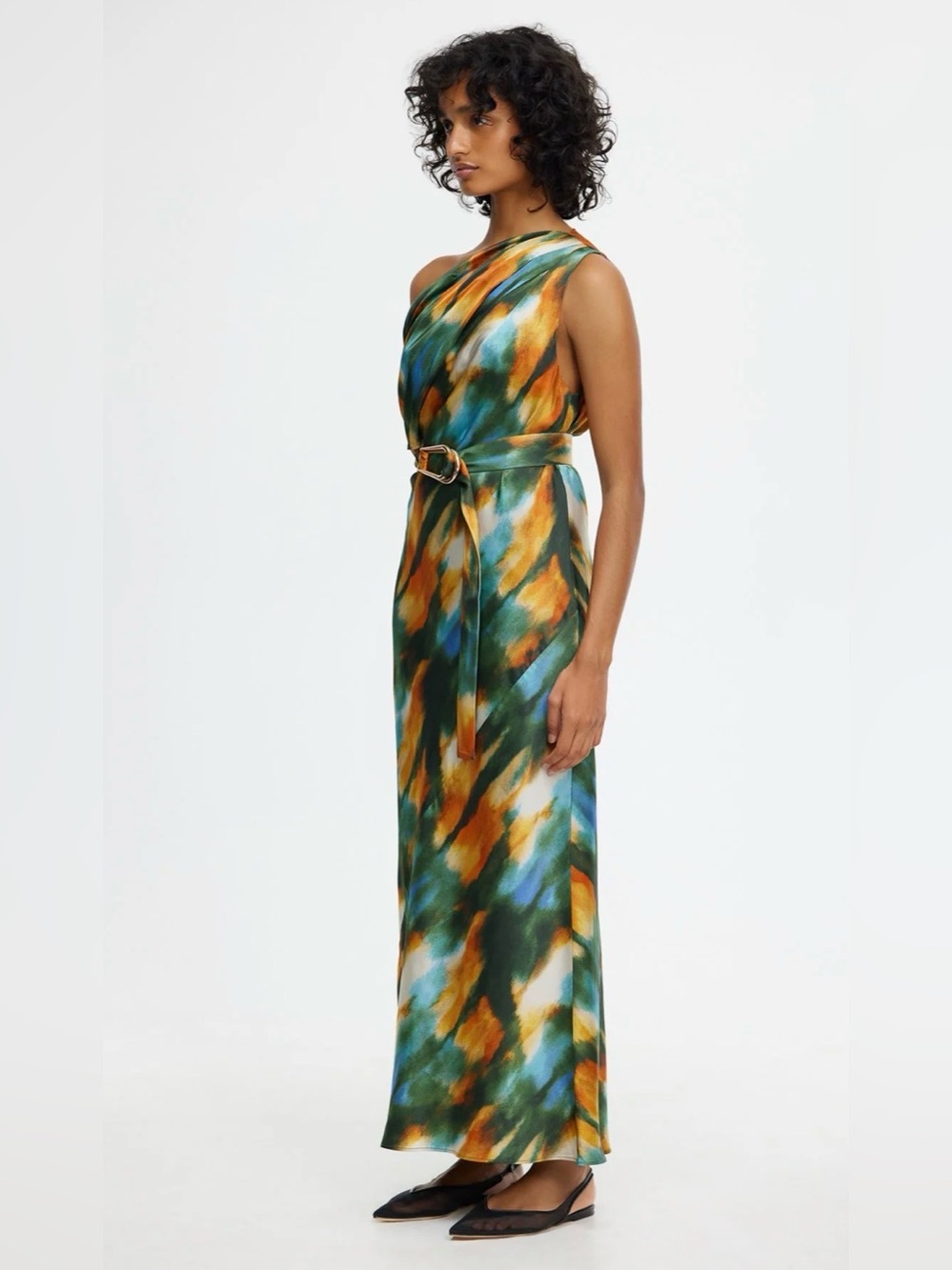 Acler Teal One-Shoulder Satin Dress - Picture 11 of 11